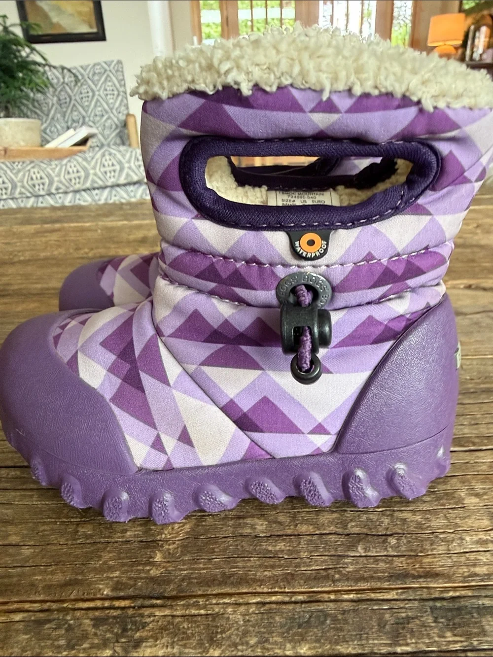 BOGS Toddler Purple Geometric Insulated Winter Mountain Snow Boots